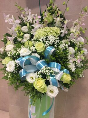 編號:A0001----高雅綠氣勢花籃