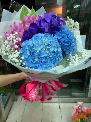 編號:B0055----三色繡球高雅花束