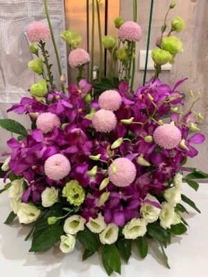 編號:F00027----紫乒乓敬神神仙花籃